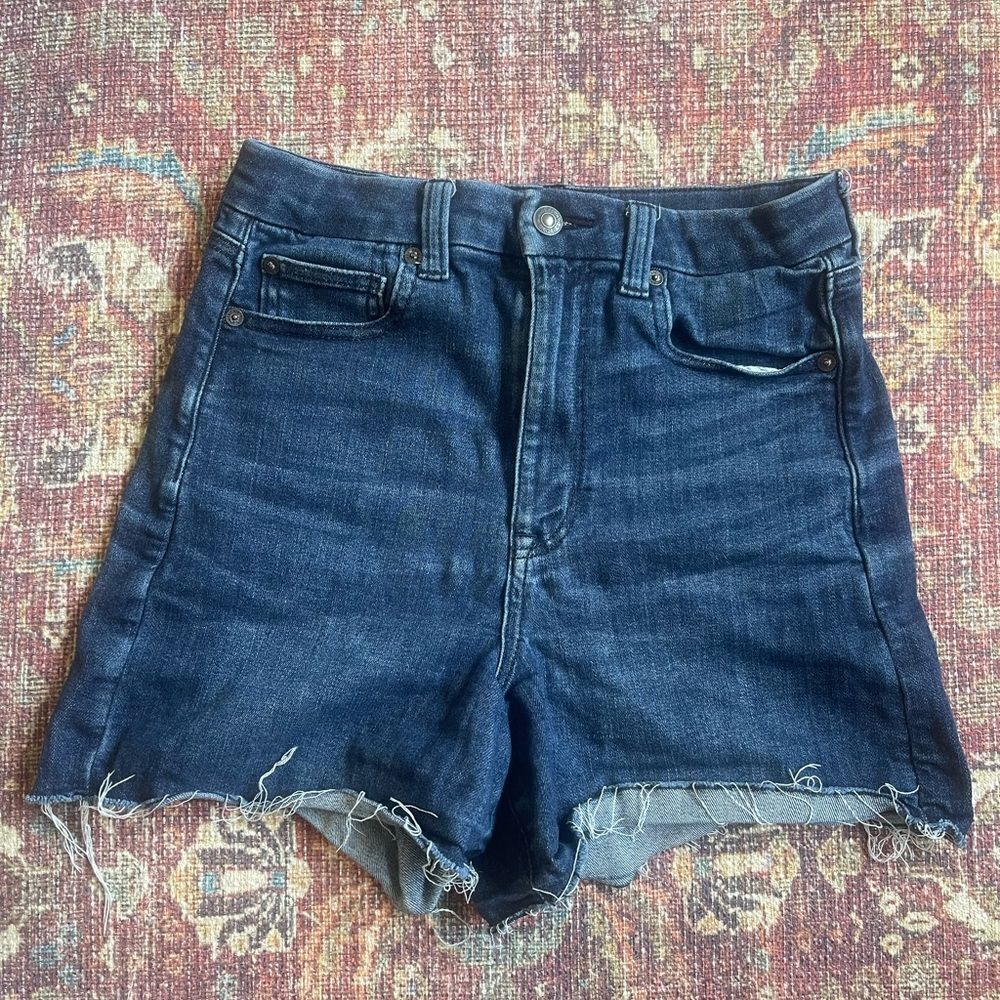 American Eagle Curvy Supwr Hi Rise Shortie Denim Blue Women's Shorts size 4